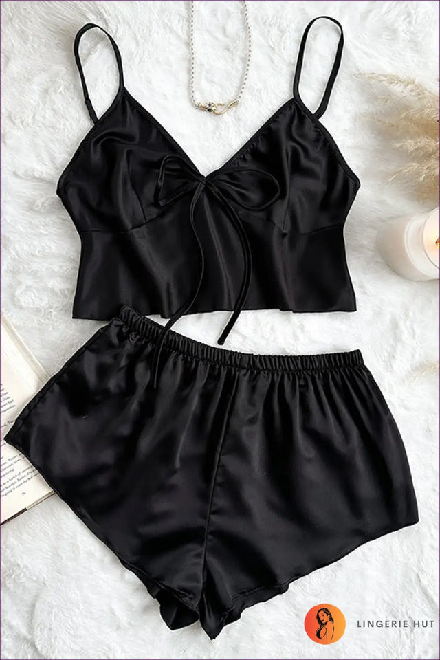 Satin Cami and Flounce Shorts Set - Slow Evenings