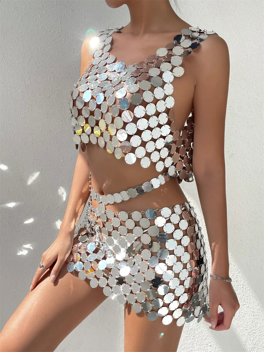 Sequin Cutout Co-ord Set - Summer Party Essential For Night Revelry