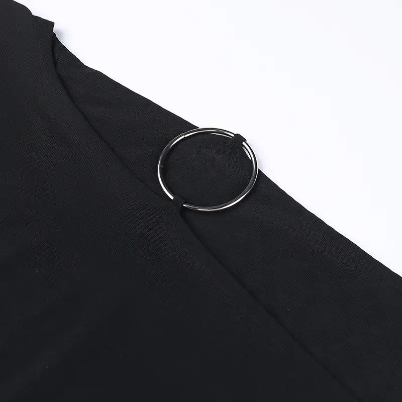 Sexy Halter Ring Detail Bodycon Dress - Nightlife Elegance
