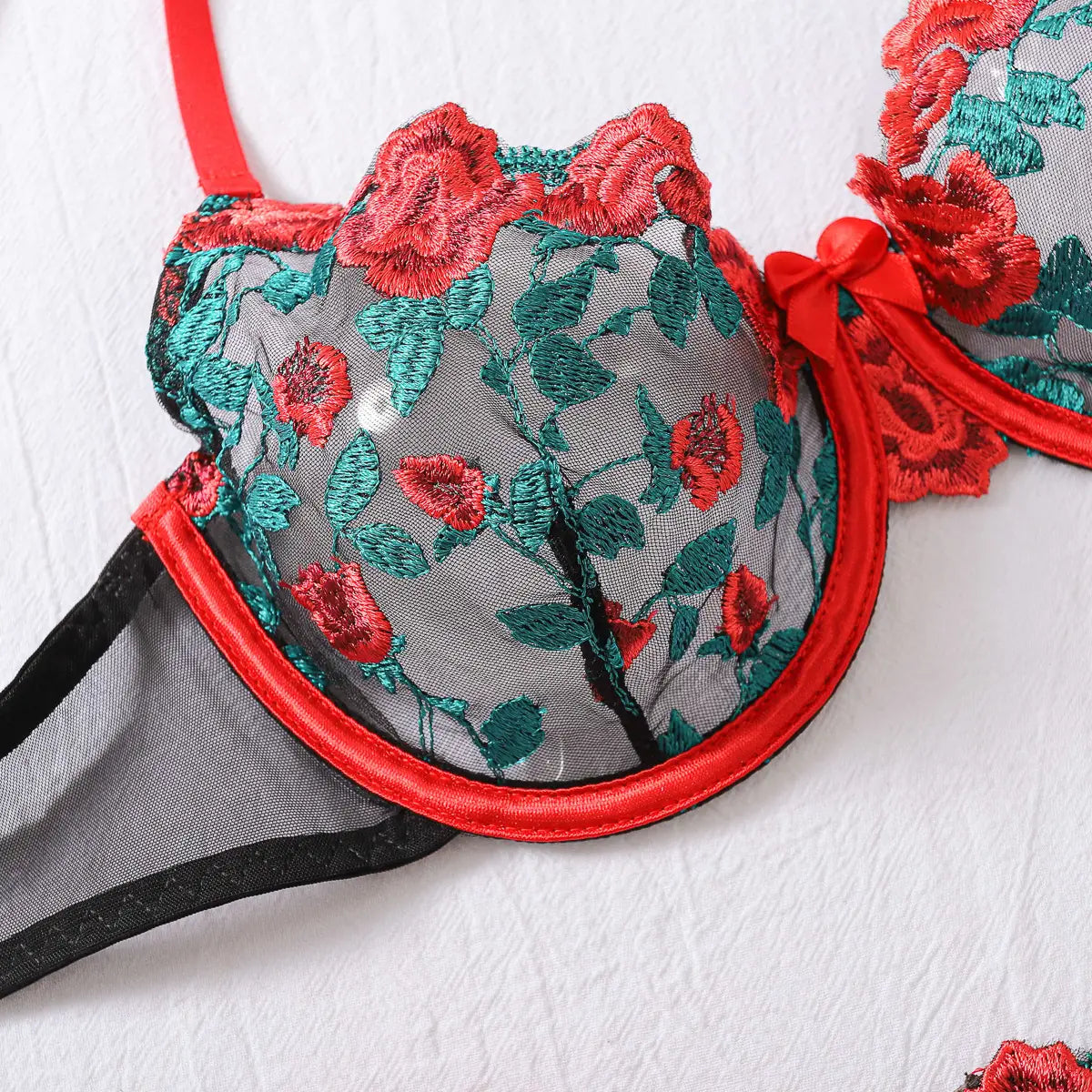 Sexy Floral Embroidered Lingerie Set – See-through Elegance