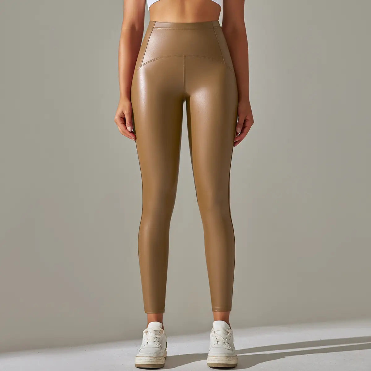 Faux Leather Leggings - High Elastic Sporty Chic