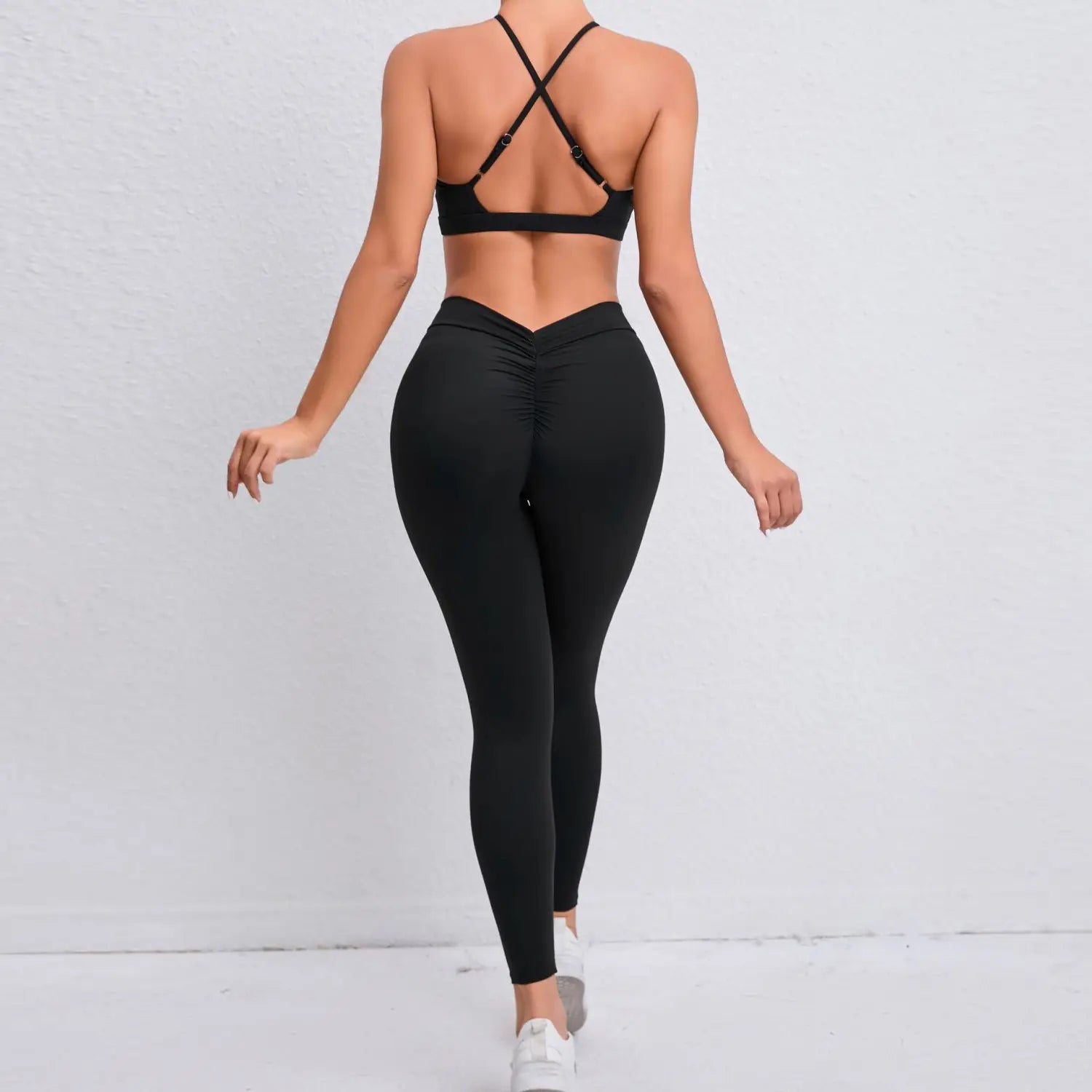 Sporty Cross Beauty Back Yoga Two-piece Set - Enhanced Performance and Style