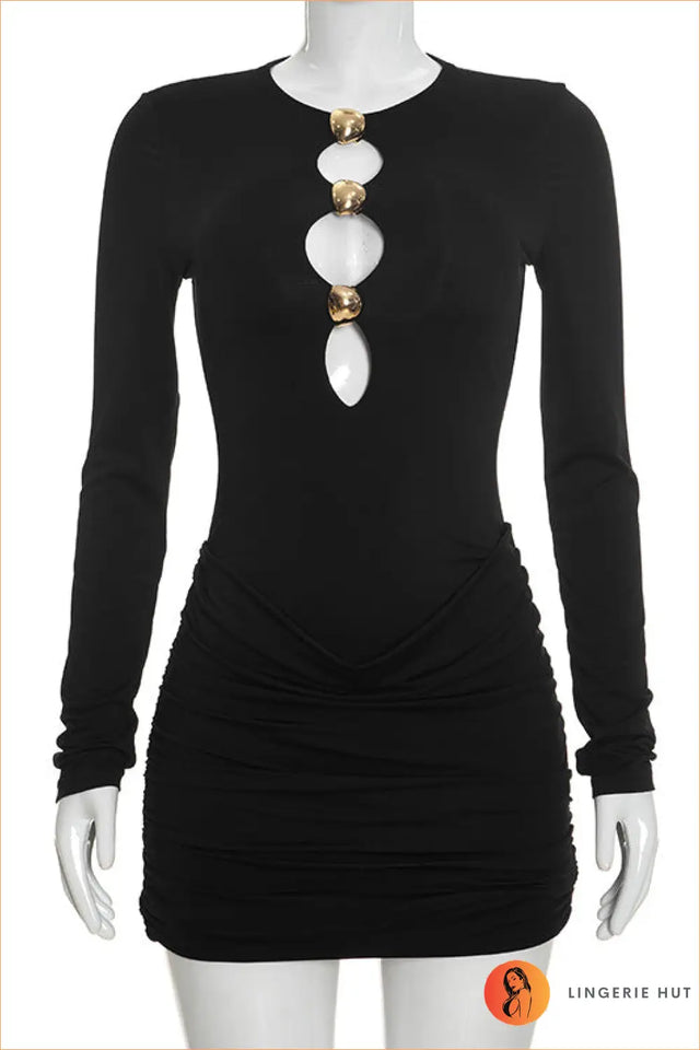Metal Buckle Cutout Mini Dress