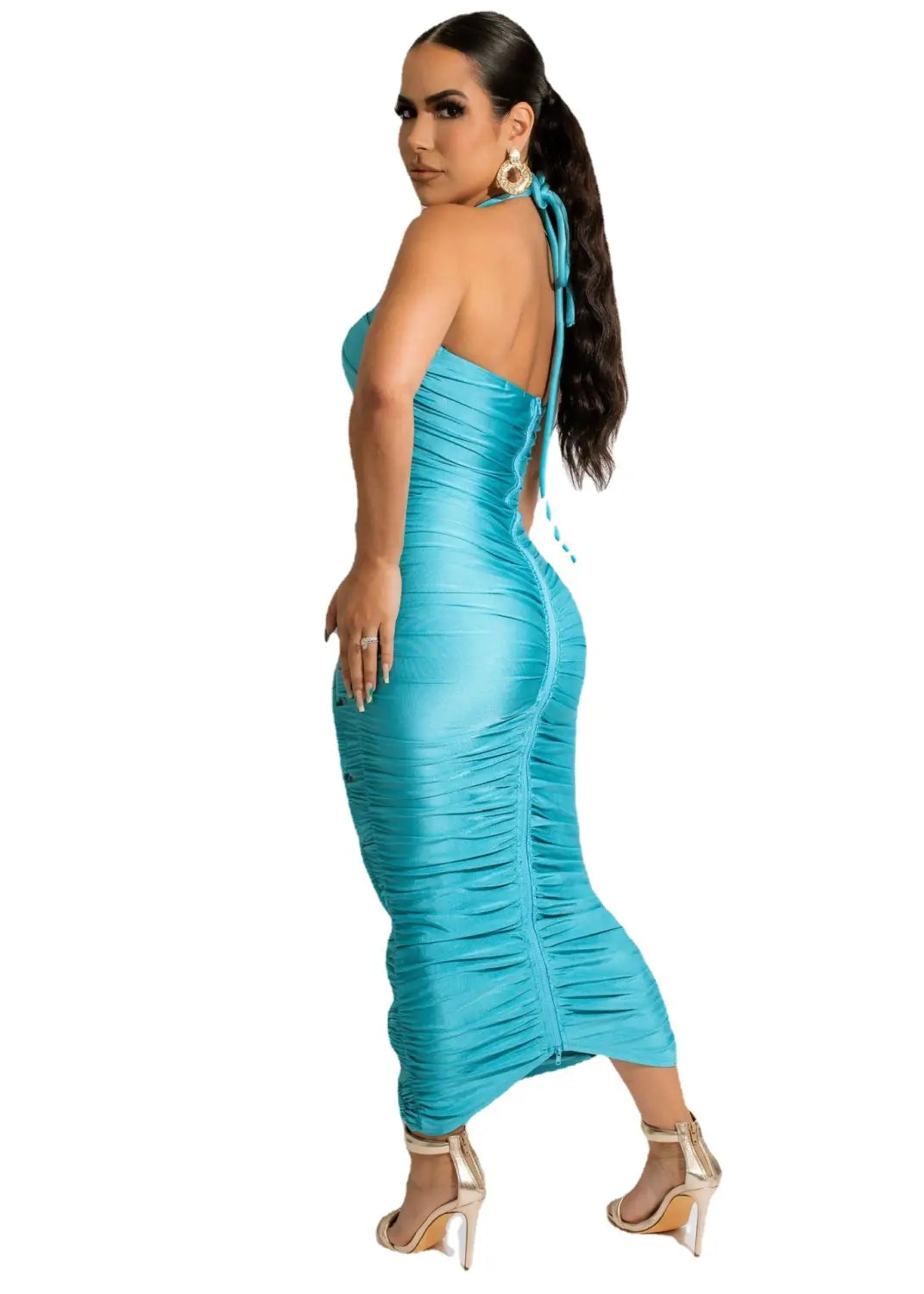 Lace-up Elastic Band Bodycon Dress - Halter Cut Out Unleash Your Glam