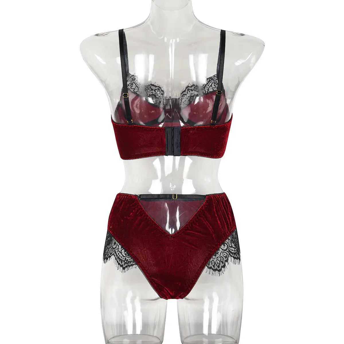 Sexy Burgundy Velvet Longline Set - Elevate your Intimate Moments