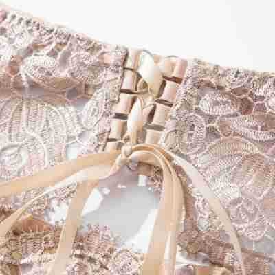 Floral Embroidery Garter Bra Set - Unleash Your Allure
