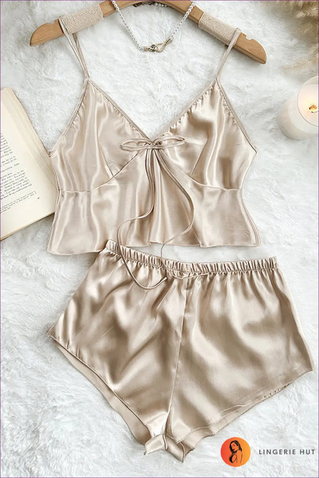 Satin Cami and Flounce Shorts Set - Slow Evenings