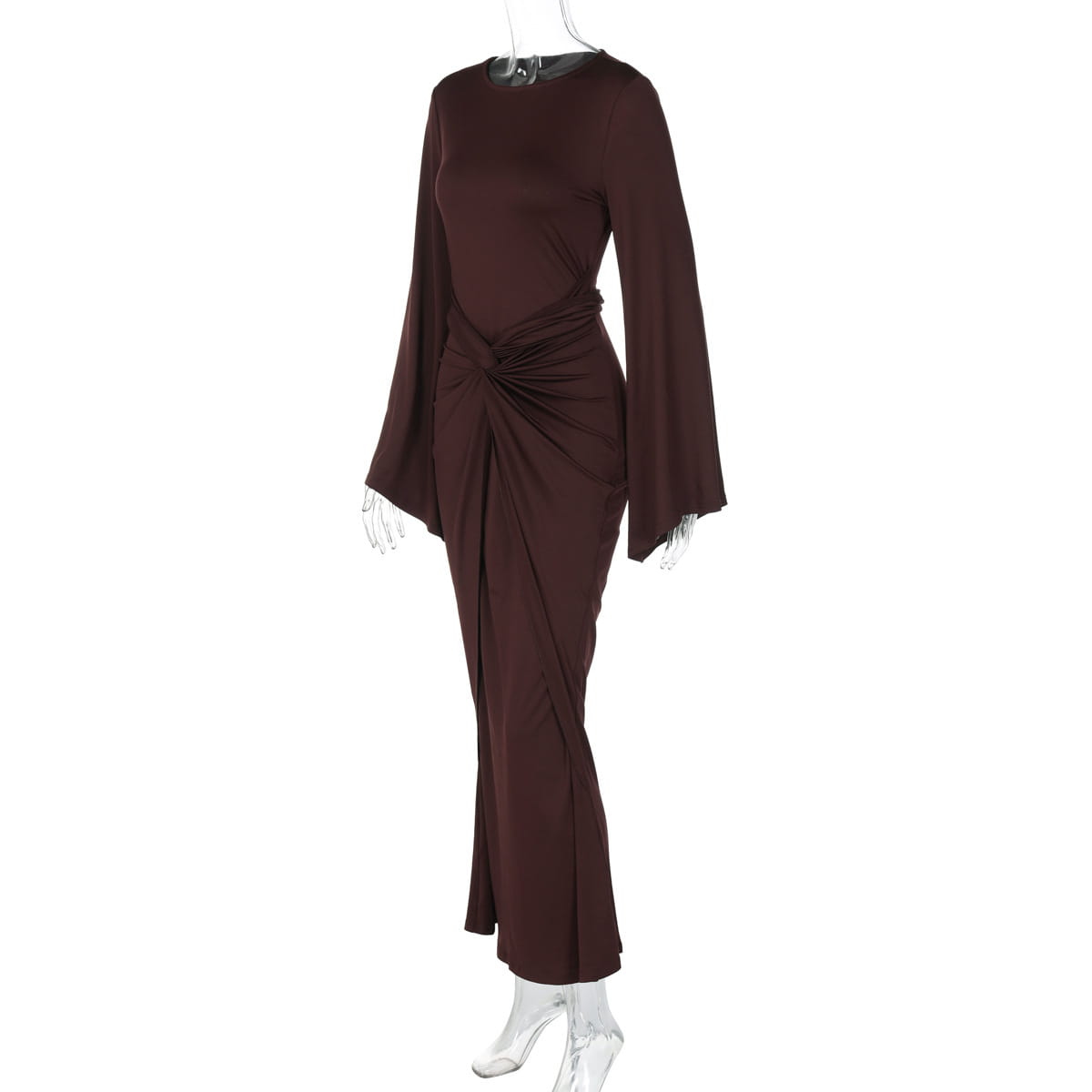 Maxi Dress with Trumpet Sleeves - Understated Glamour