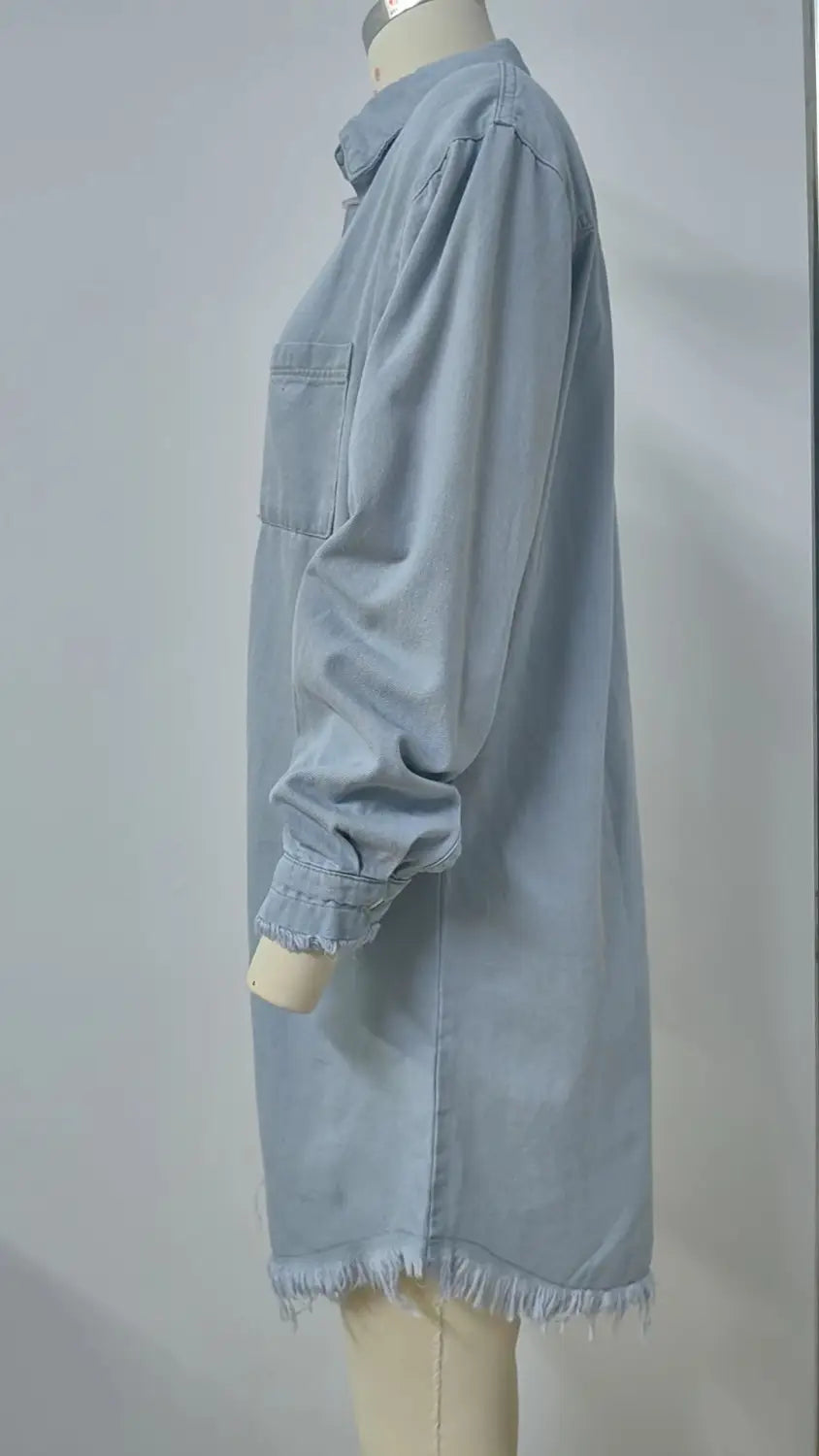 Elegant Denim Shirt Dress ?? Chic Spring Style