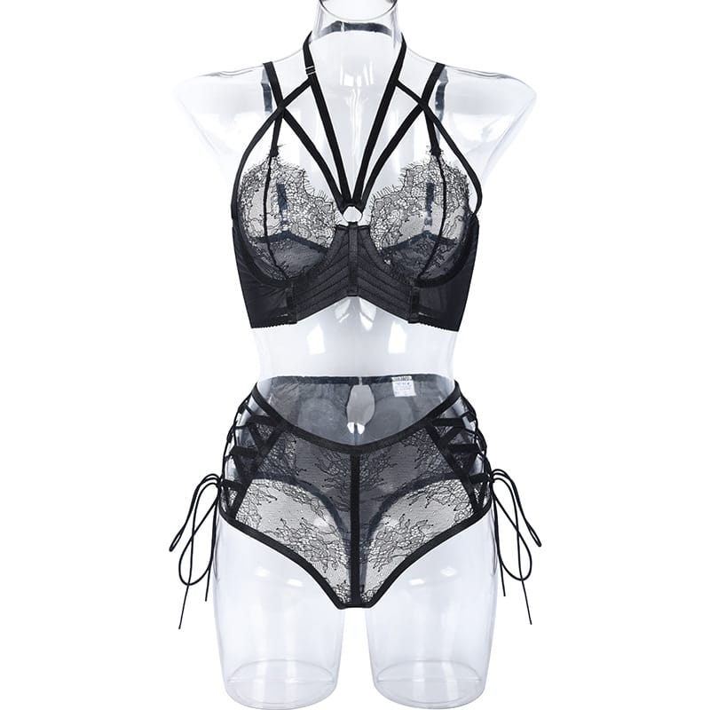 High Waist Harness Lingerie - Strappy Sheer Seduction