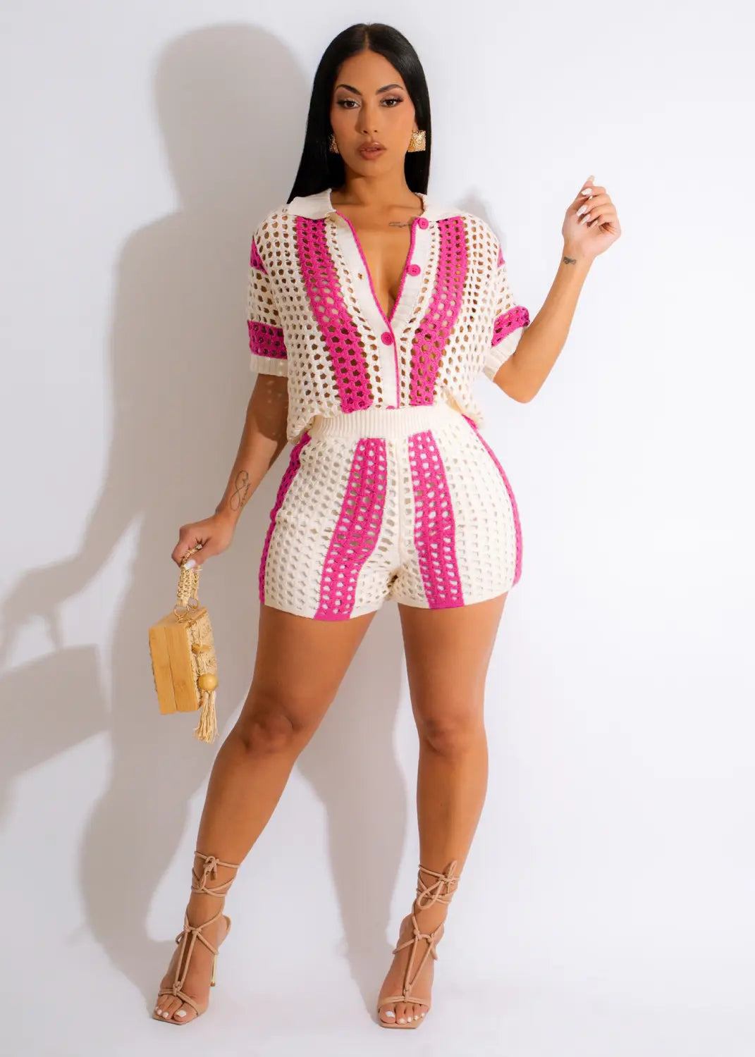 Collared Knitted Shorts Co-ord Set - Embrace Casual Summer Chic