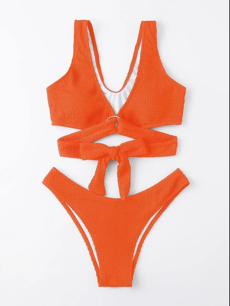 Sexy Lace-up Split Swimsuit - Casual Boho Beach Charm