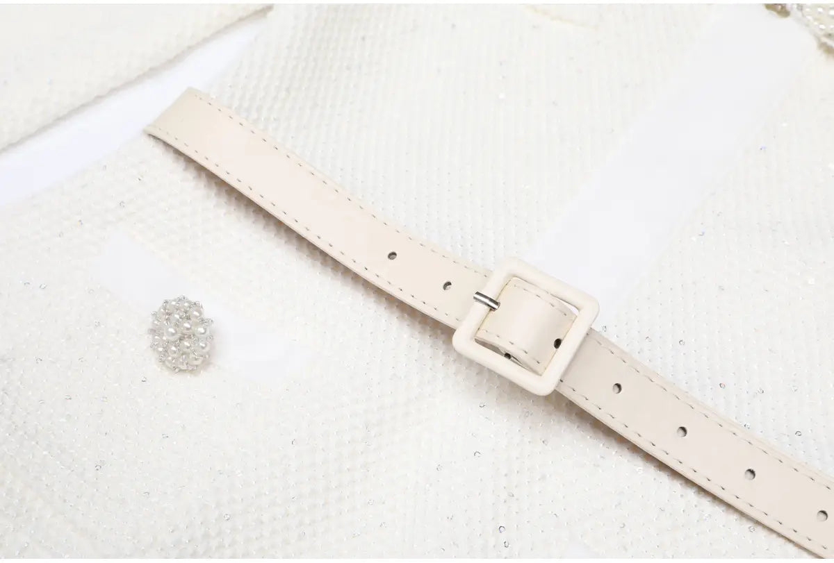 Beaded Knit Midi Dress with Belted Jacket - Elegant Occasion Set