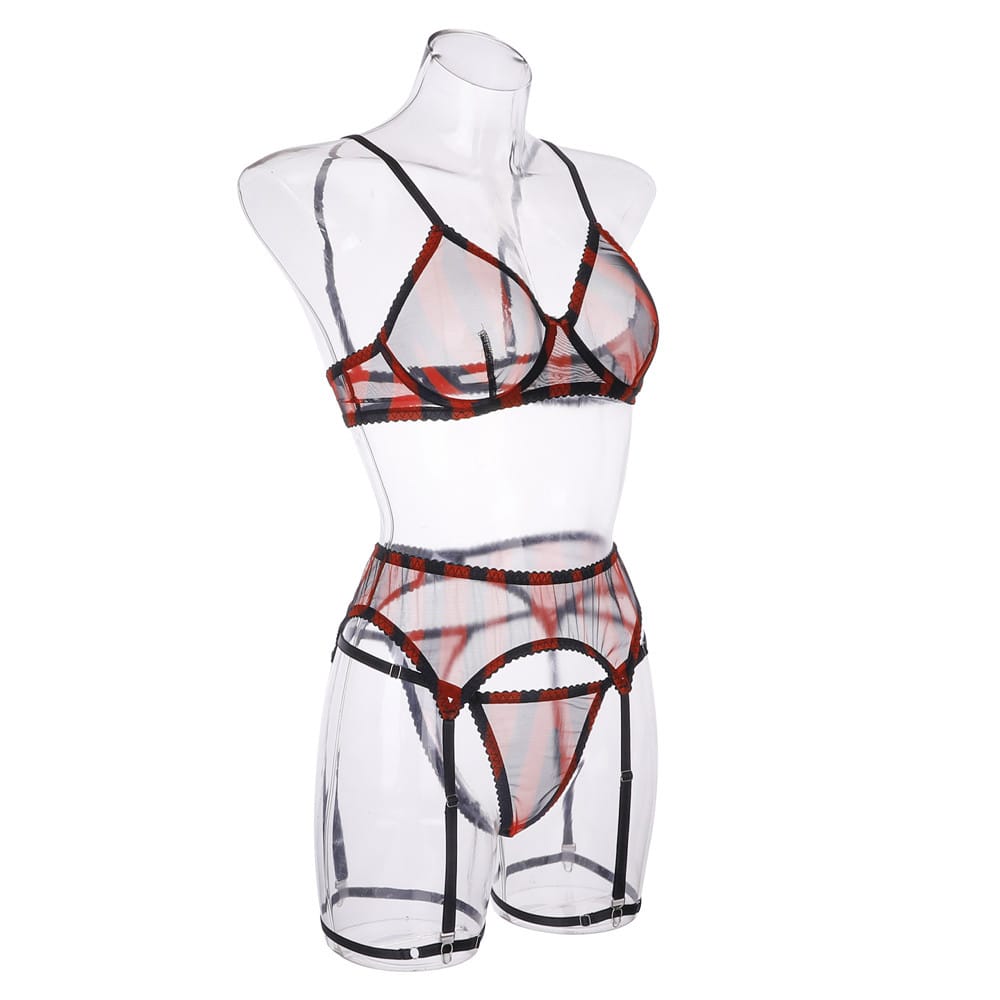 Sexy Leopard Print Bra Set - Mesh Suspender Belt & Garter Unveil Your Wild Side