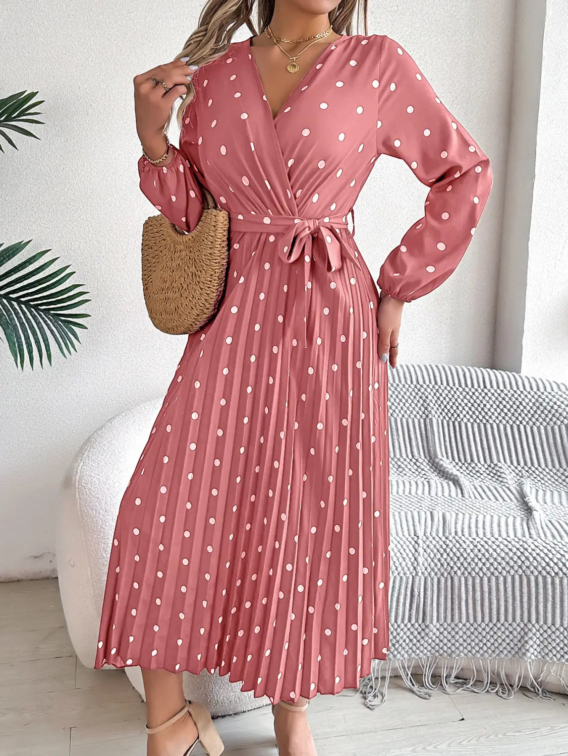 Elegant Polka Dot Maxi Dress - Ultimate Spring/fall Essential