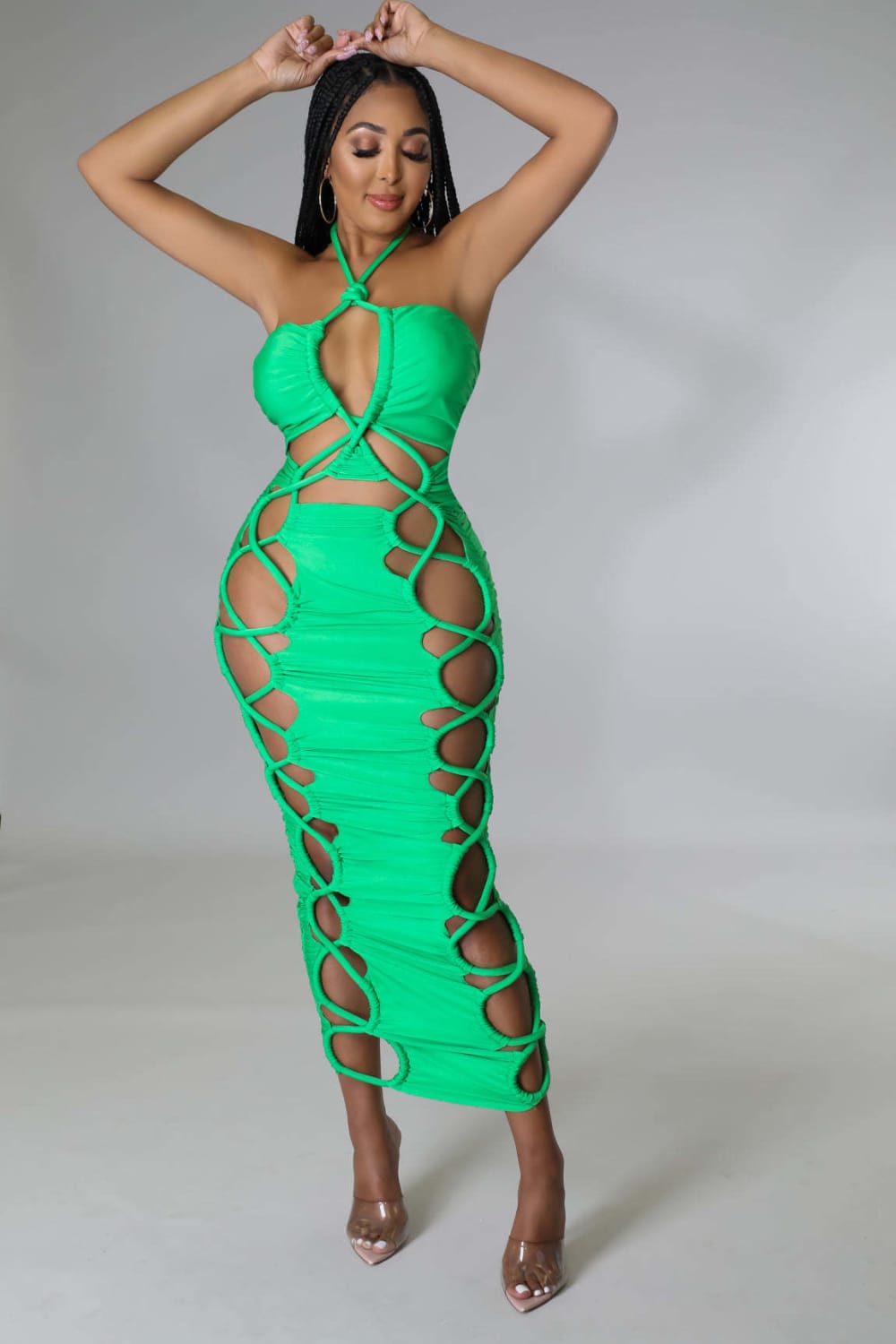 Lace-up Elastic Band Bodycon Dress - Halter Cut Out Unleash Your Glam