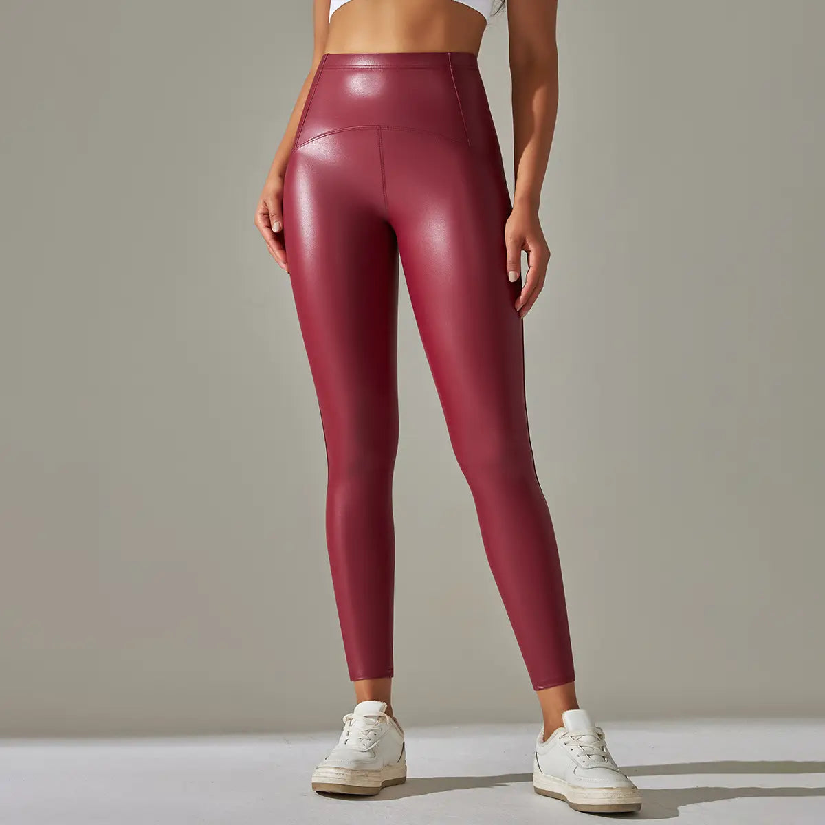 Faux Leather Leggings - High Elastic Sporty Chic