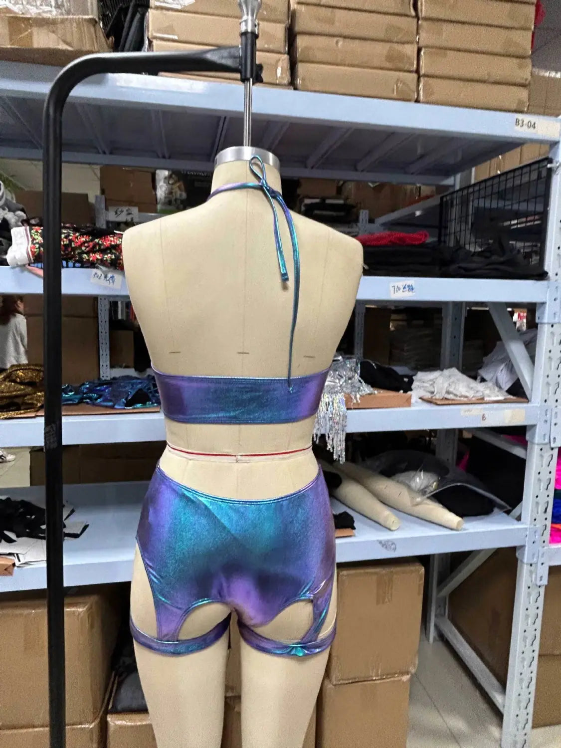 Mermaid Print Bikini - Cut-out & Suspender Halter Elegance