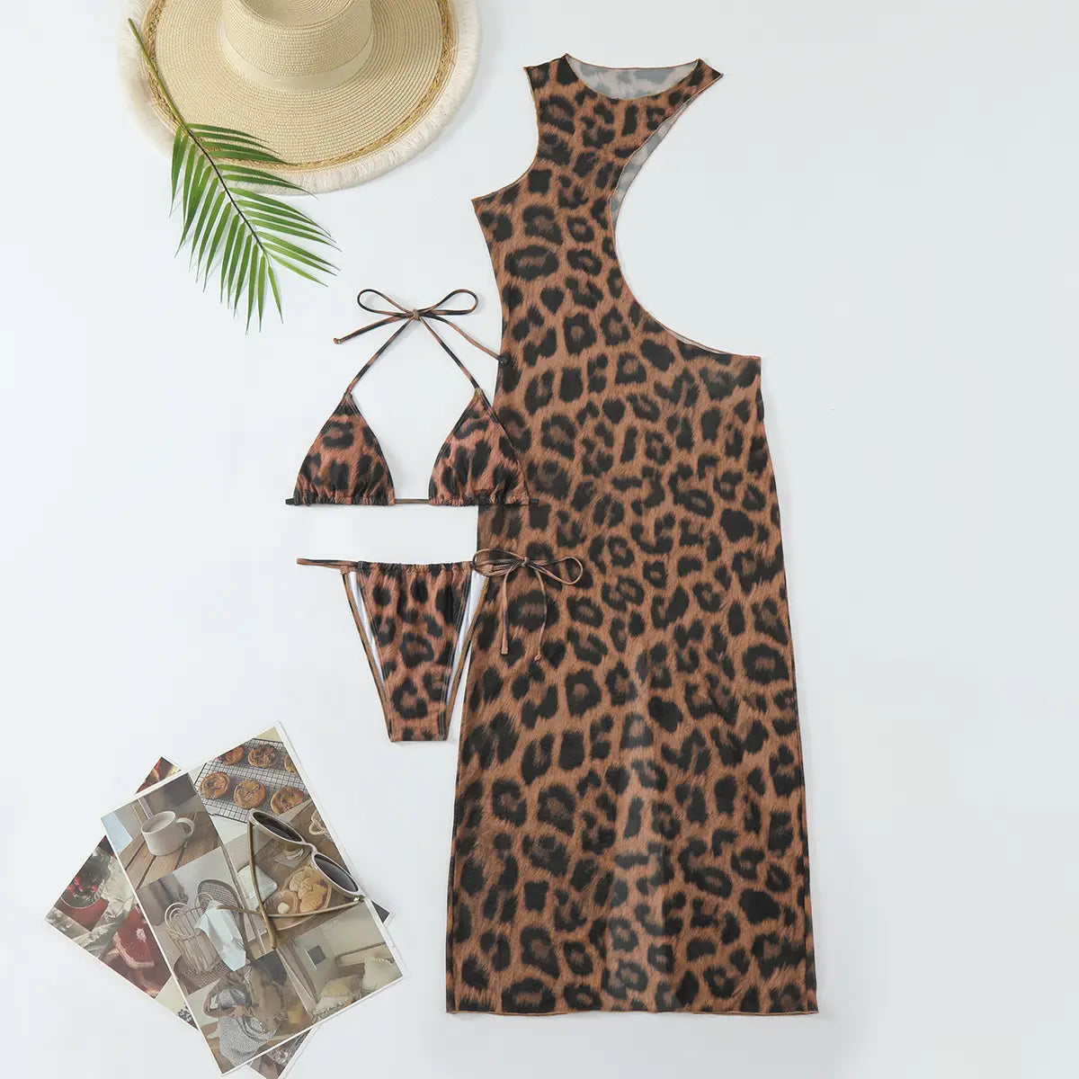 Boho Animal Print Cutout Halter Dress - Wild Summer Vibes