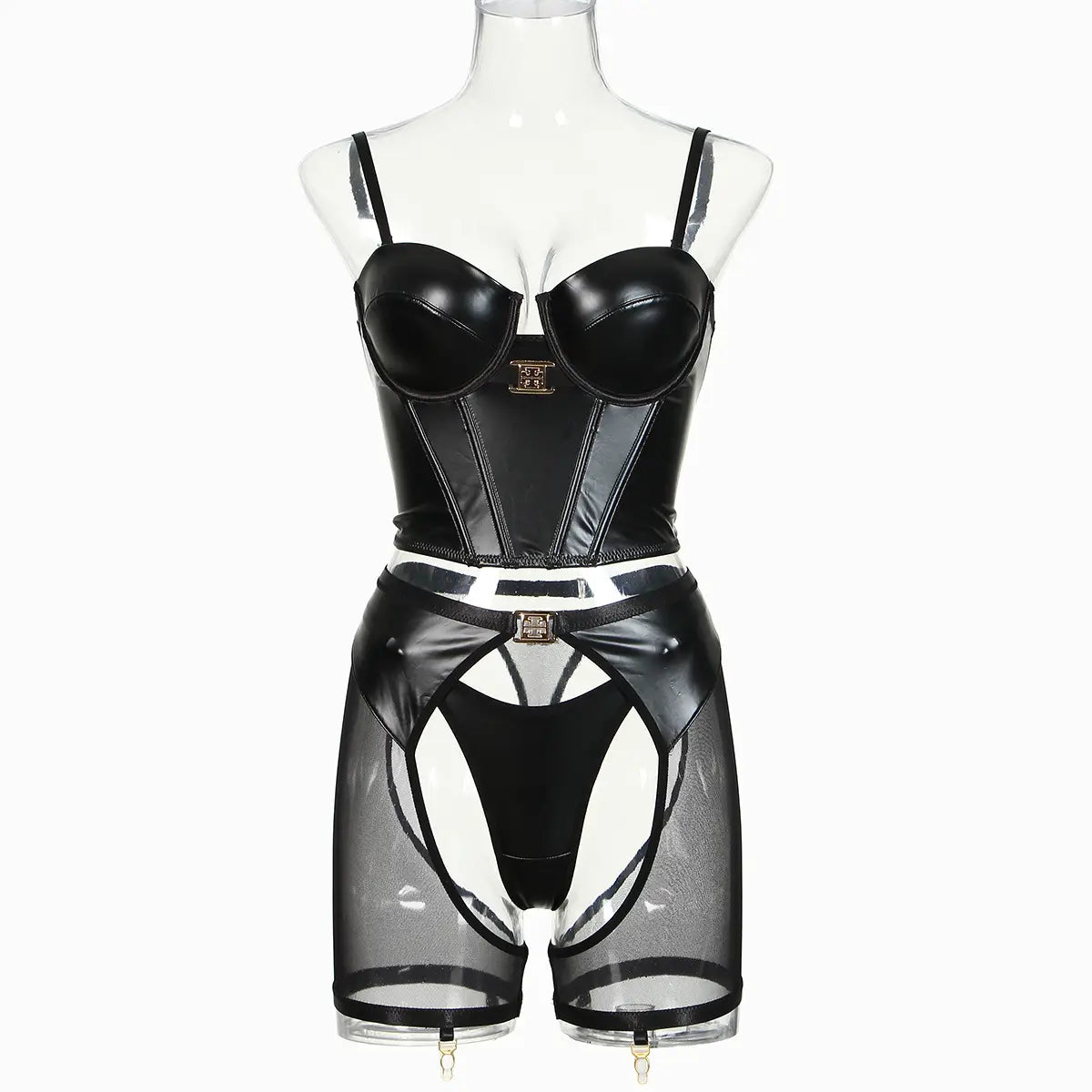 Leather Body Shaping Set - Mesh Allure Chic Contour