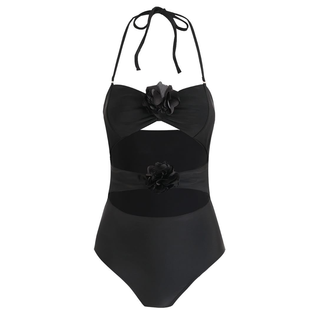 Boho Black One-piece Swimsuit Set - Chic Summer Style