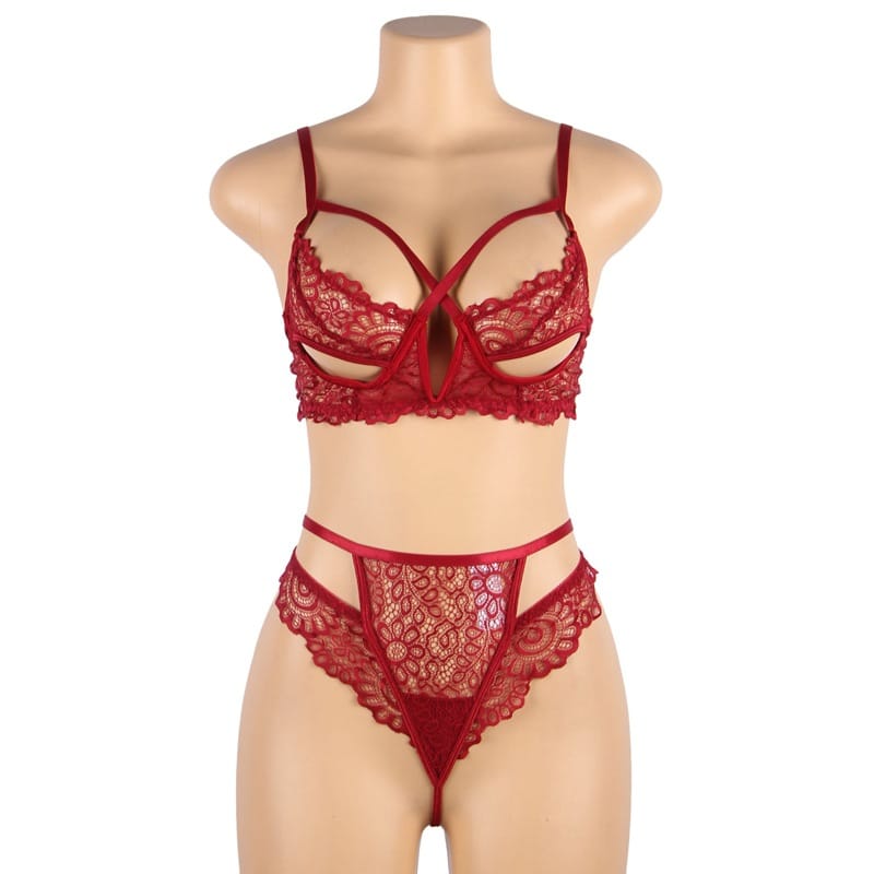 Deep V-plunge Lingerie Set - Hollow Cutout Lace Fantasy