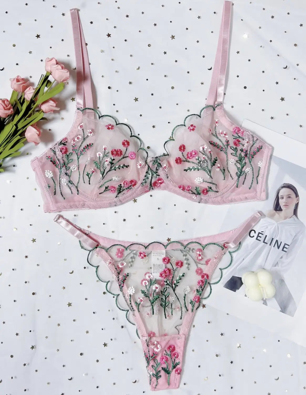 Sensual Floral Lingerie Set - Timeless Allure with Embroidery