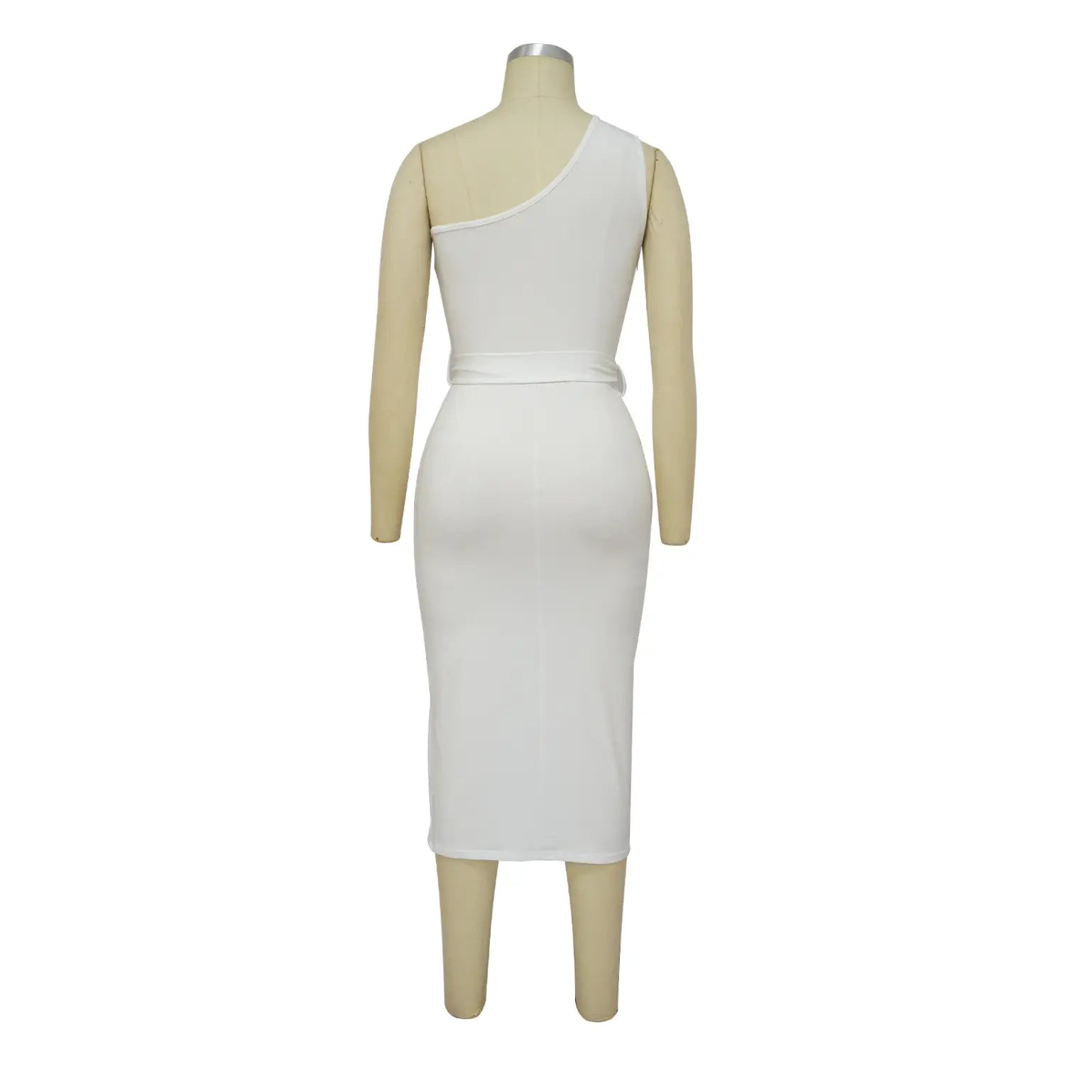 One Shoulder Midi Dress with Asymmetric Draping