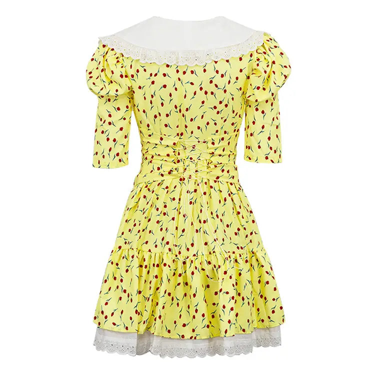 Peter Pan Collar Floral Short Sleeve Dress