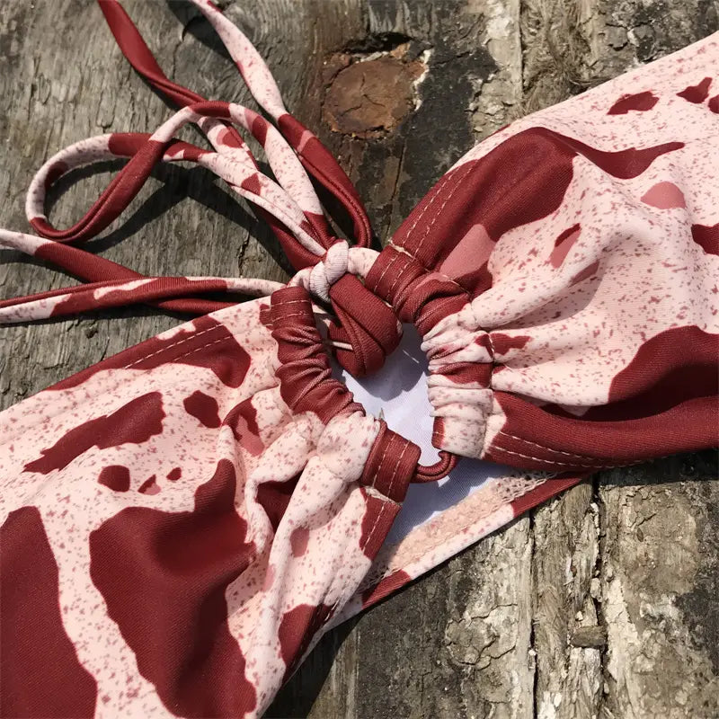 Boho Animal Print Tie Bikini - Unleash Your Wild Side!