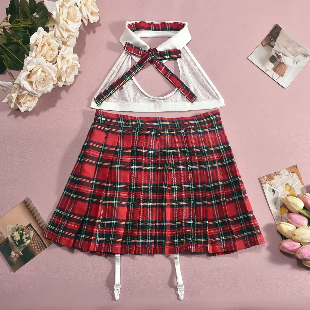 Flirty School Girl Pleated Skirt Set - Sexy And Playful