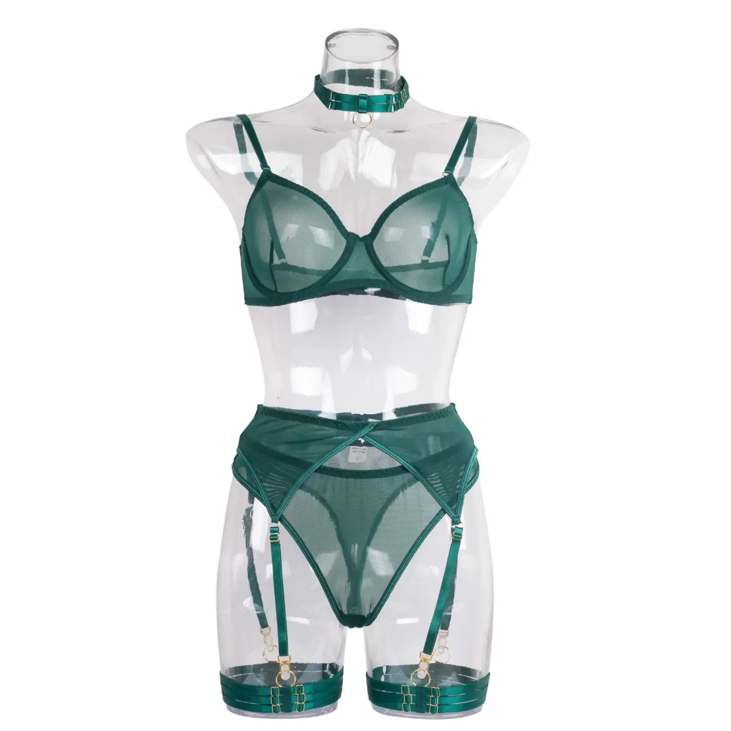 Sculpted Elegance Four-piece Bra Set - Mesh Allure