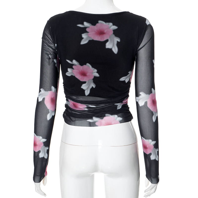 Abstract Mesh Long-sleeve Top – Artistic Allure