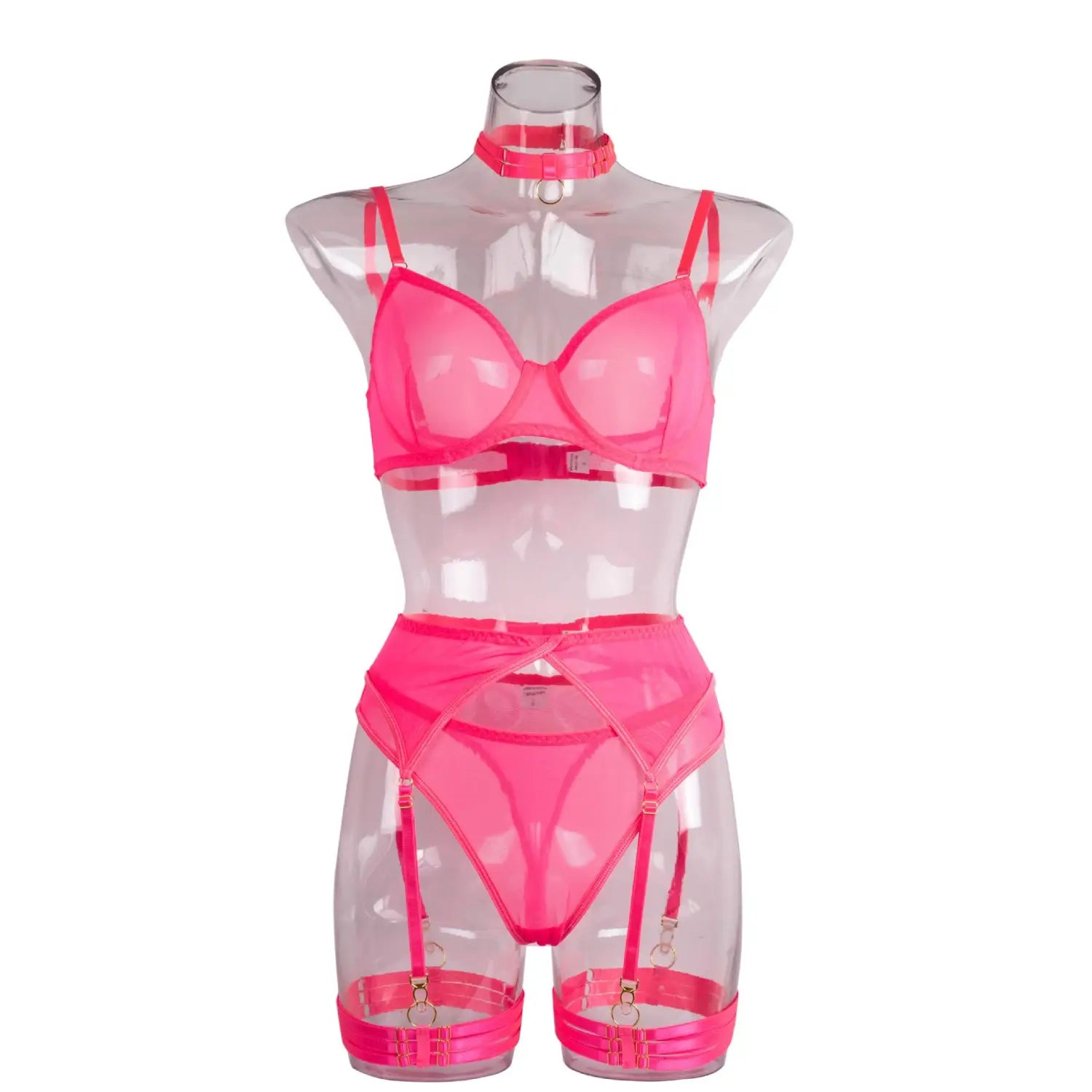 Sculpted Elegance Four-piece Bra Set - Mesh Allure