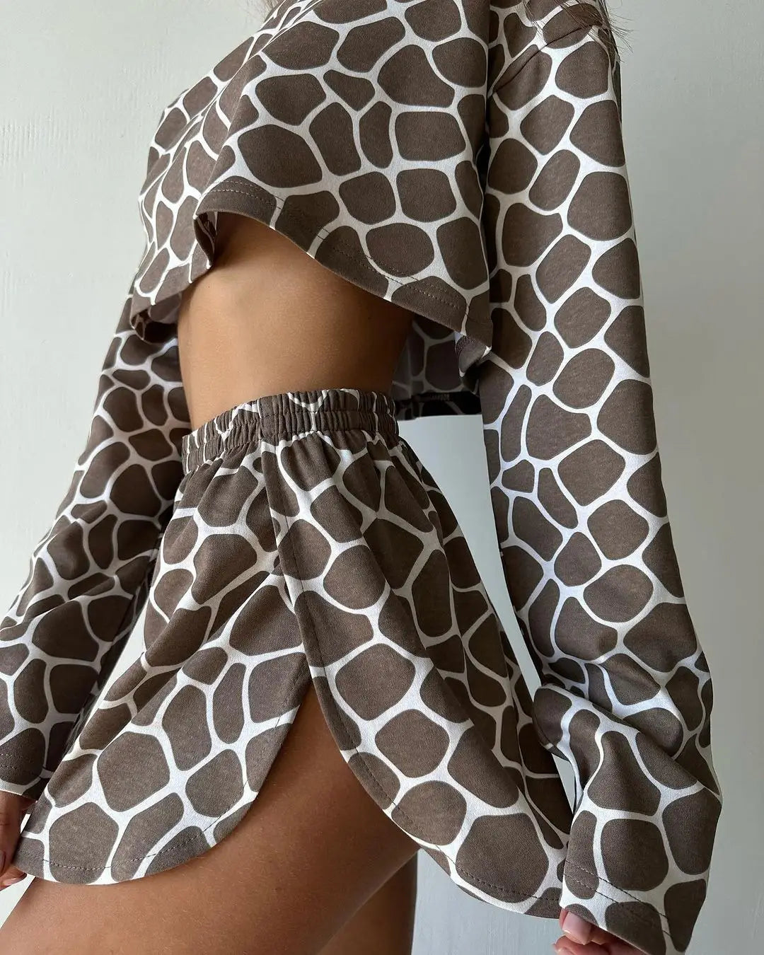 Leopard Print Crop Lounge Set - Chic And Comfy