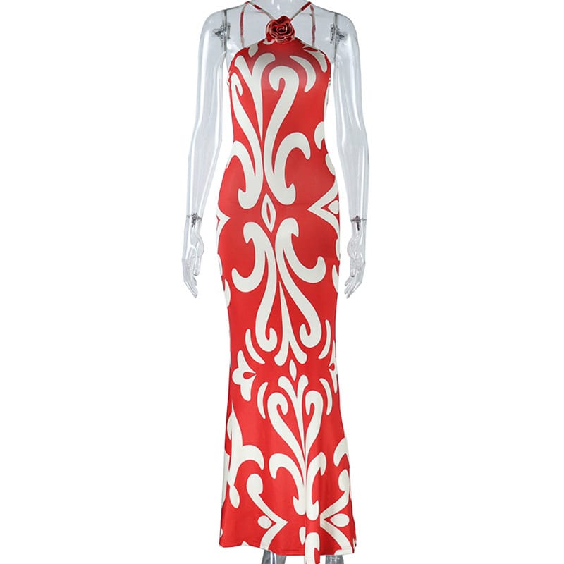 Printed Polyester Maxi Dress - Timeless Elegance Meets Modern Allure