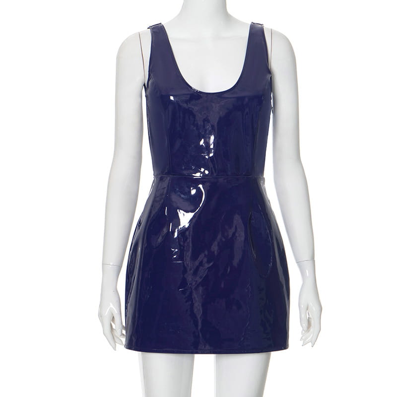 Glossy Faux Leather Dress – Nightclub Glam