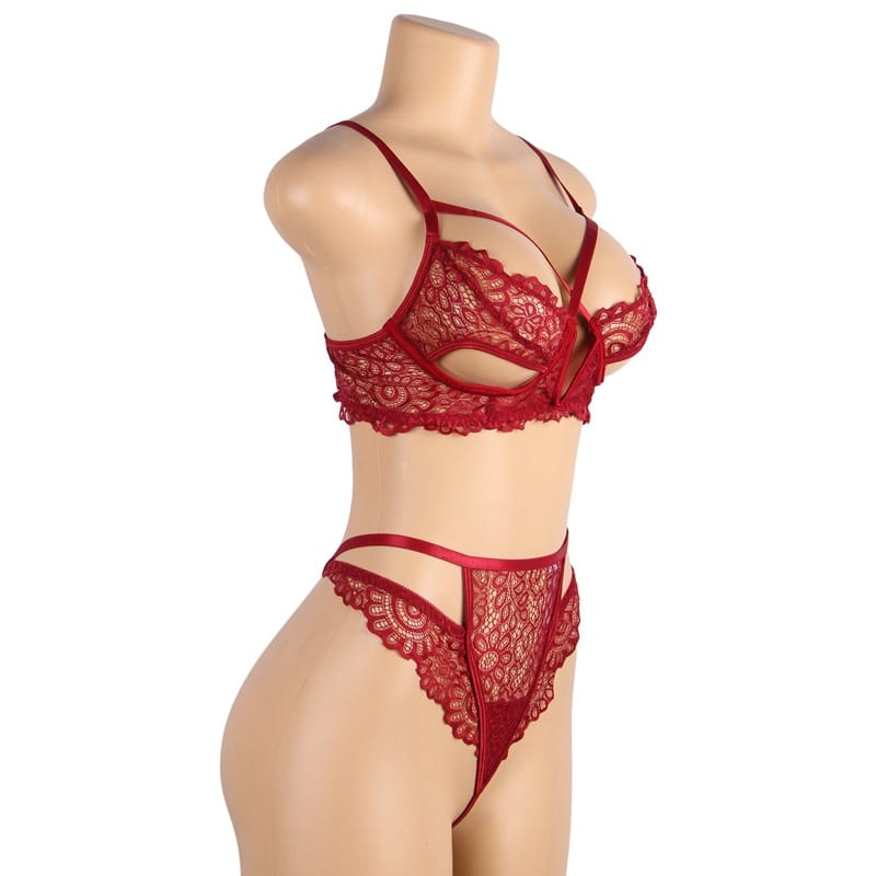 Deep V-plunge Lingerie Set - Hollow Cutout Lace Fantasy