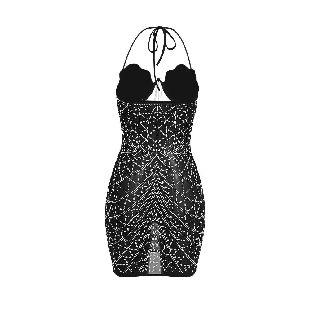 Dazzling Rhinestone Halter Dress - Sizzling Summer Nights