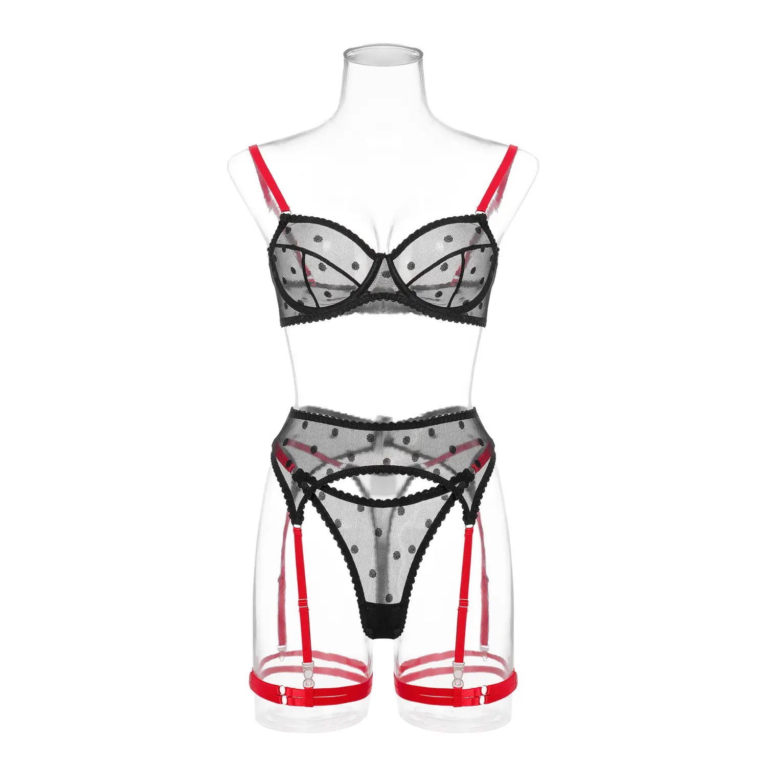 Polka Dot Bra Set - Mesh Garter Unleash your Sexy