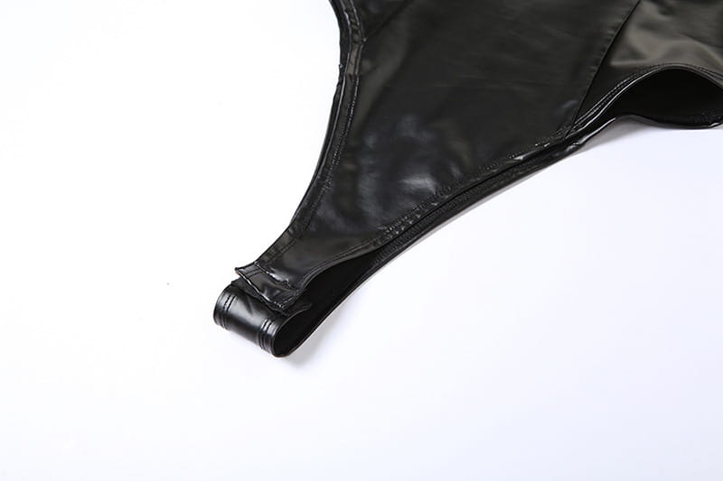 Faux Leather Backless Bodysuit - Fiercely Fabulous