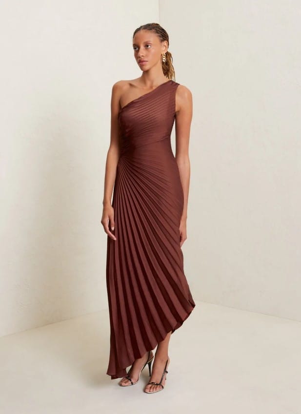 Elegant One-shoulder High-low Dress - Asymmetric Satin Glamour