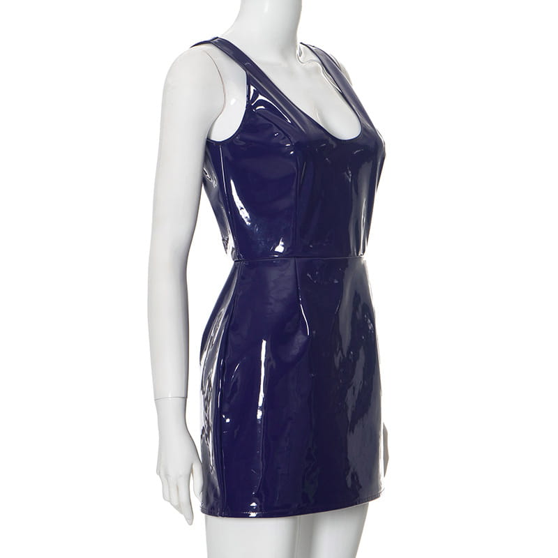 Glossy Faux Leather Dress – Nightclub Glam