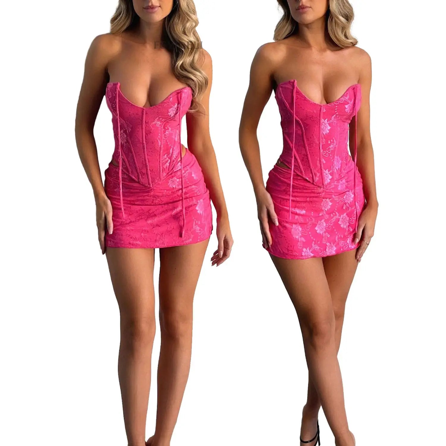 Hot Pink Corset Mini Dress - Night Out Dazzle