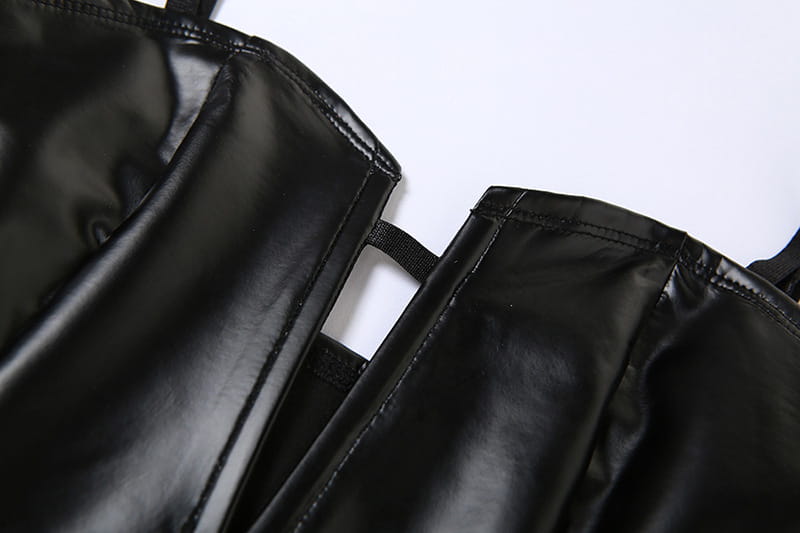 Faux Leather Backless Bodysuit - Fiercely Fabulous