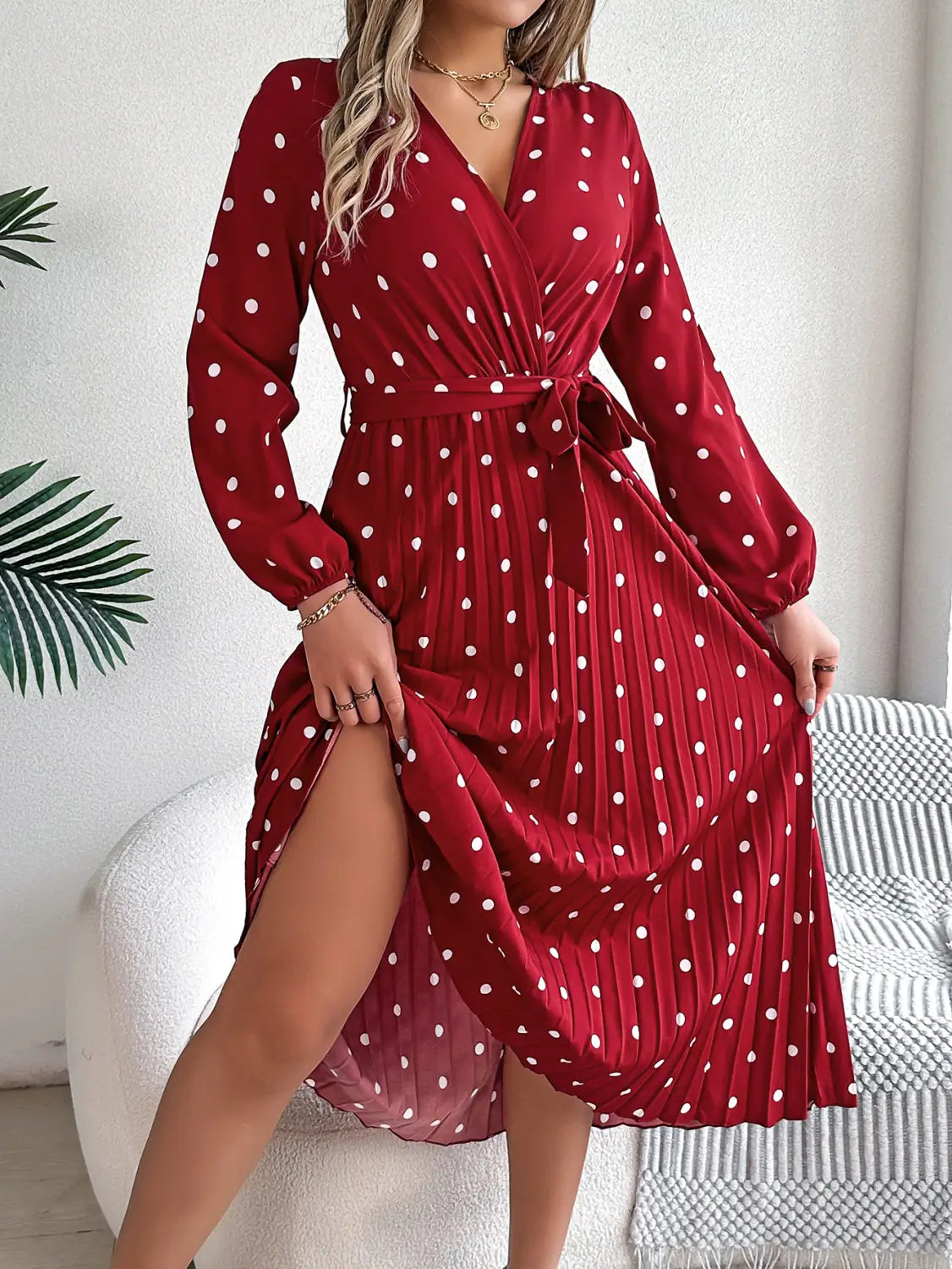 Elegant Polka Dot Maxi Dress - Ultimate Spring/fall Essential