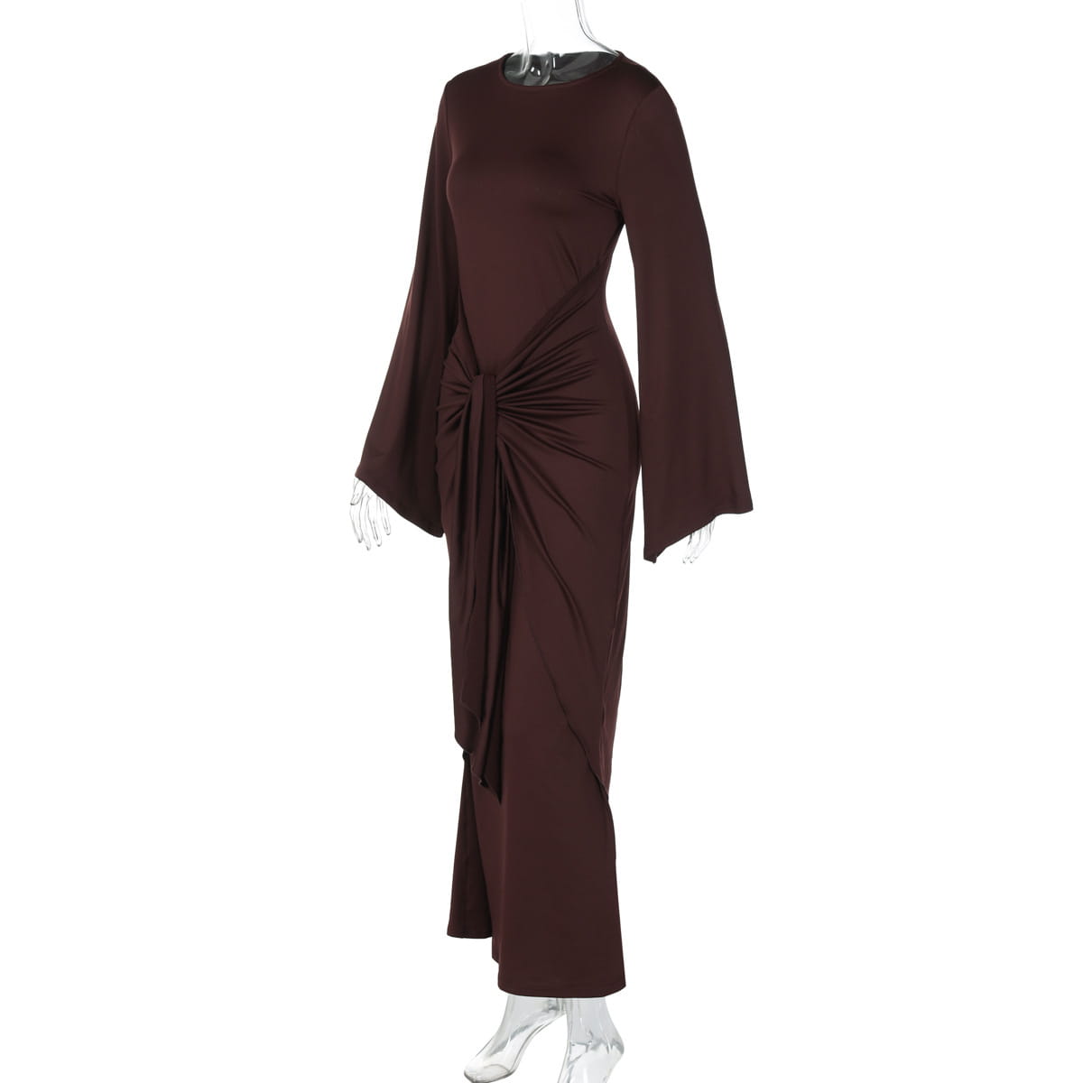 Maxi Dress with Trumpet Sleeves - Understated Glamour
