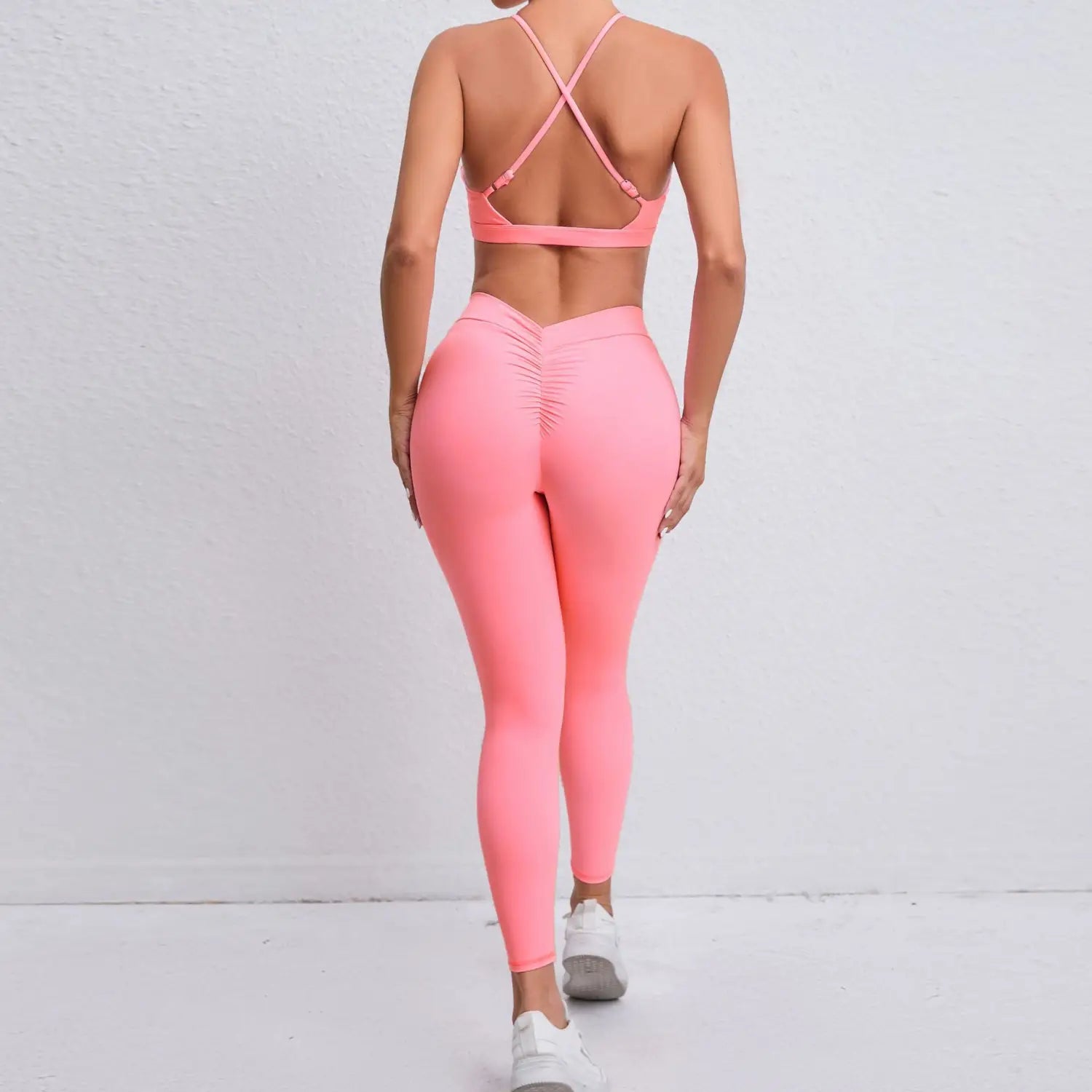 Sporty Cross Beauty Back Yoga Two-piece Set - Enhanced Performance and Style