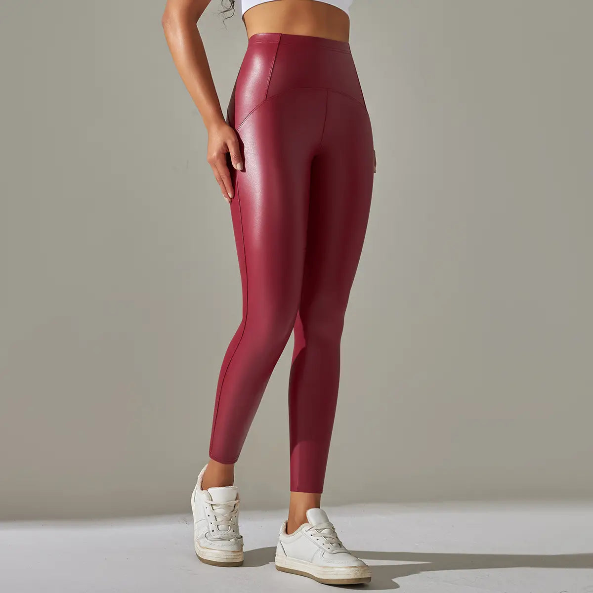 Faux Leather Leggings - High Elastic Sporty Chic