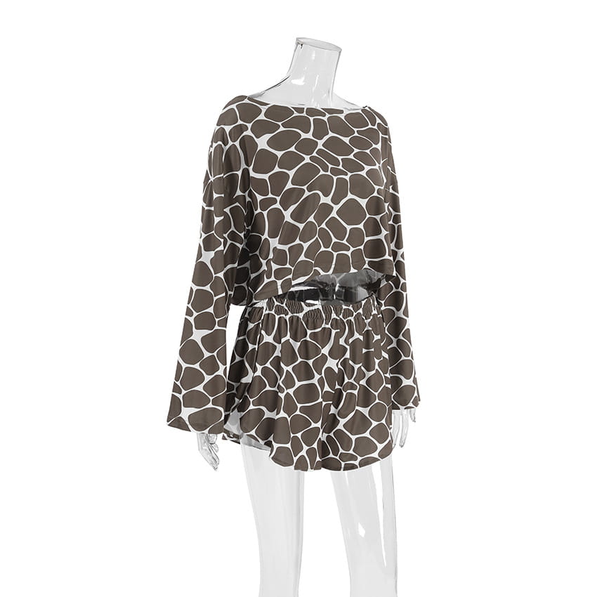 Leopard Print Crop Lounge Set - Chic And Comfy